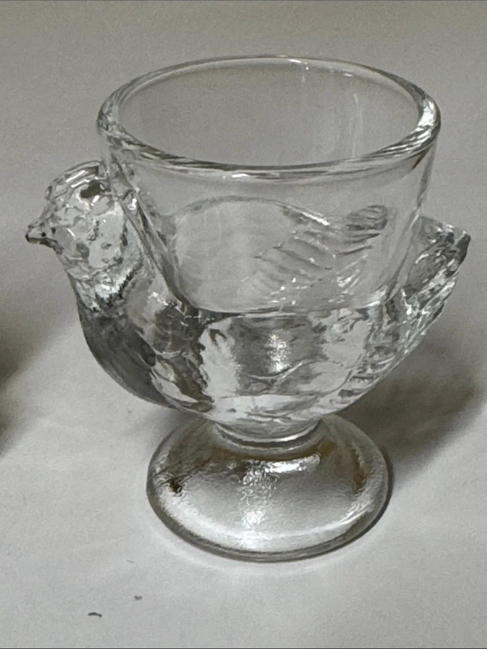 Egg Cup, Clear Glass, Chick Hen Chicken, 2¾